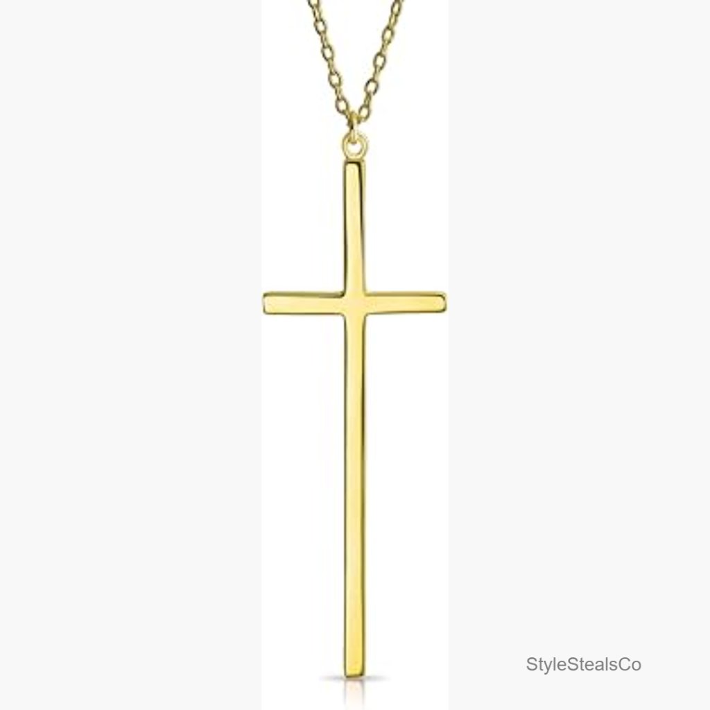 Sterling Silver Cross Pendant Necklace 16 Inch Chain Religious Jewelry